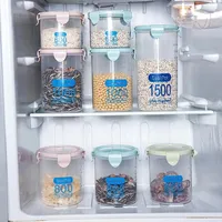 1pc Sealed Jar Refrigerator Storage Jars Transparent With Tick Marks Kitchen Organizer Food Grain Plastic Tank Large Capacity 2