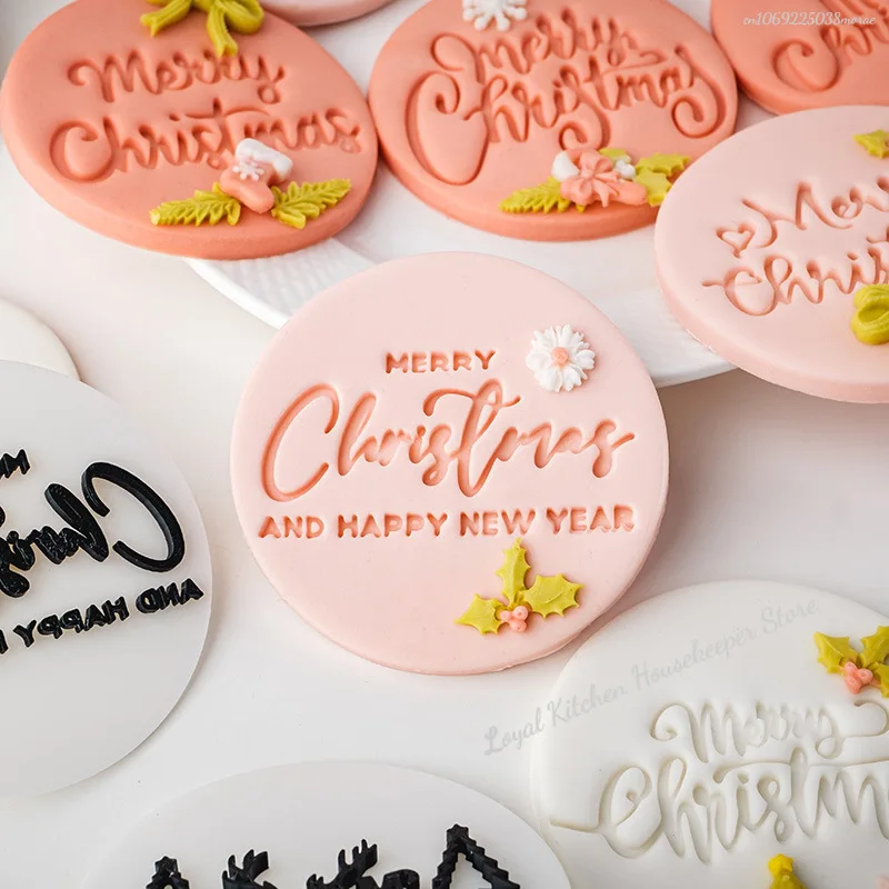 Cookie Cutter Press Christmas Santa Claus Biscuit Mold Plastic Cookie Stamp Confectionery Kitchen Baking Christmas Decorations