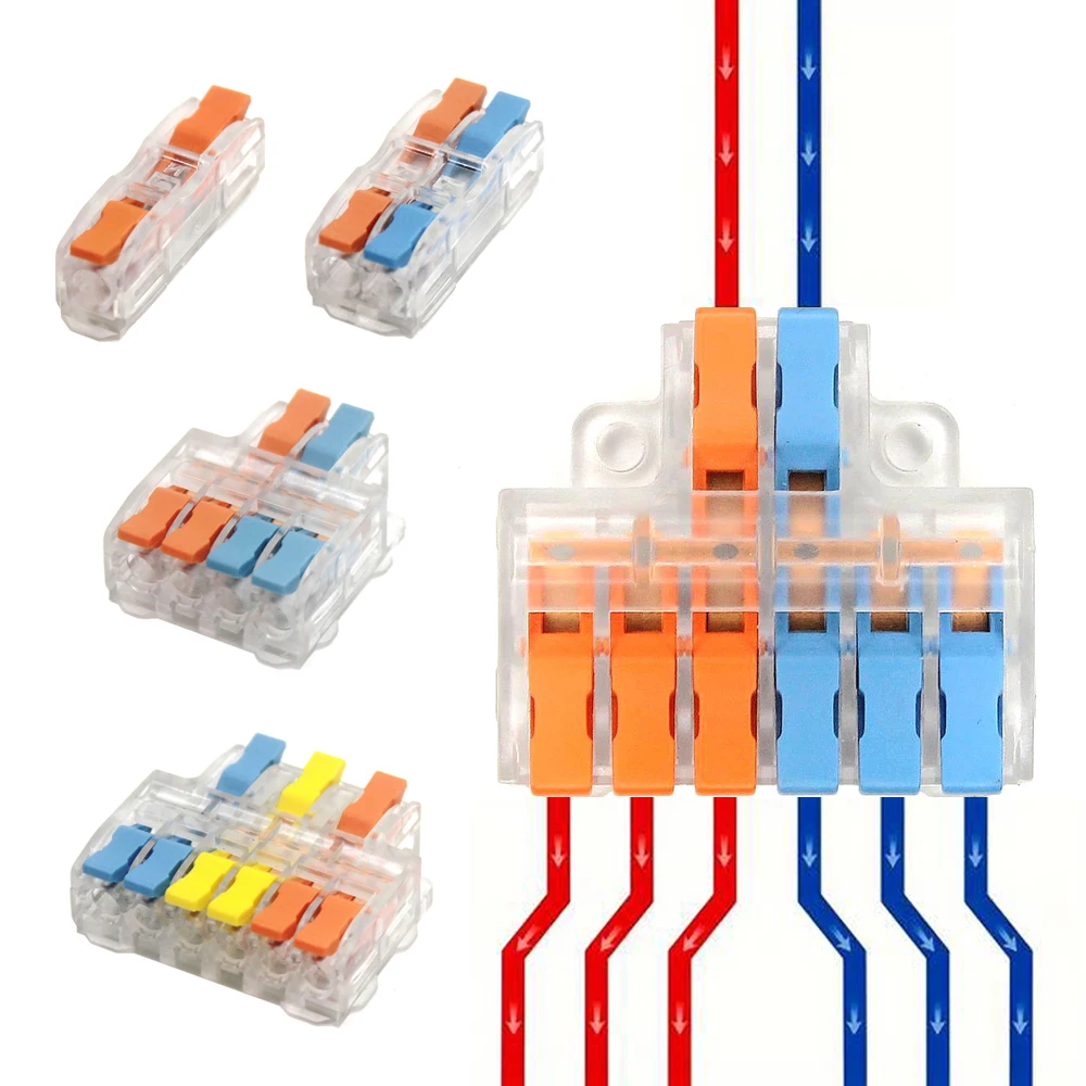 10/50 Stück Mini-Schnellverdrahtungsverbinder Universelle Kompakte Hebel-Crimp-Verteiler Elektrische Leiter Push-in Heimanschlussklemmen