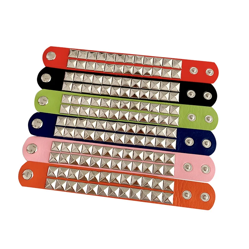 2023 New Gothic Punk Unisex PU Leather Bracelet Multilayers Rock