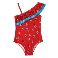 Baby Girls Swimwear Summer Bikini Set Sun Protection Kids Cute Floral Toddler Learn Swimming Suits One-Piece Ruffle Swimsuit 6