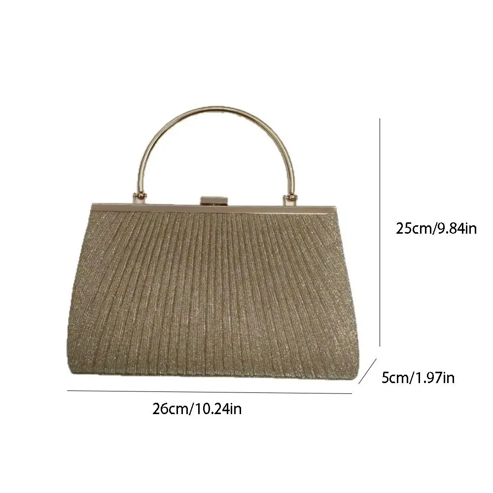 Borsa a Tracolla Elegante da Donna, Borsetta da Sera di Lusso con Glitter, Borsa a Catena Plissettata per Cene Estive - immagine 5