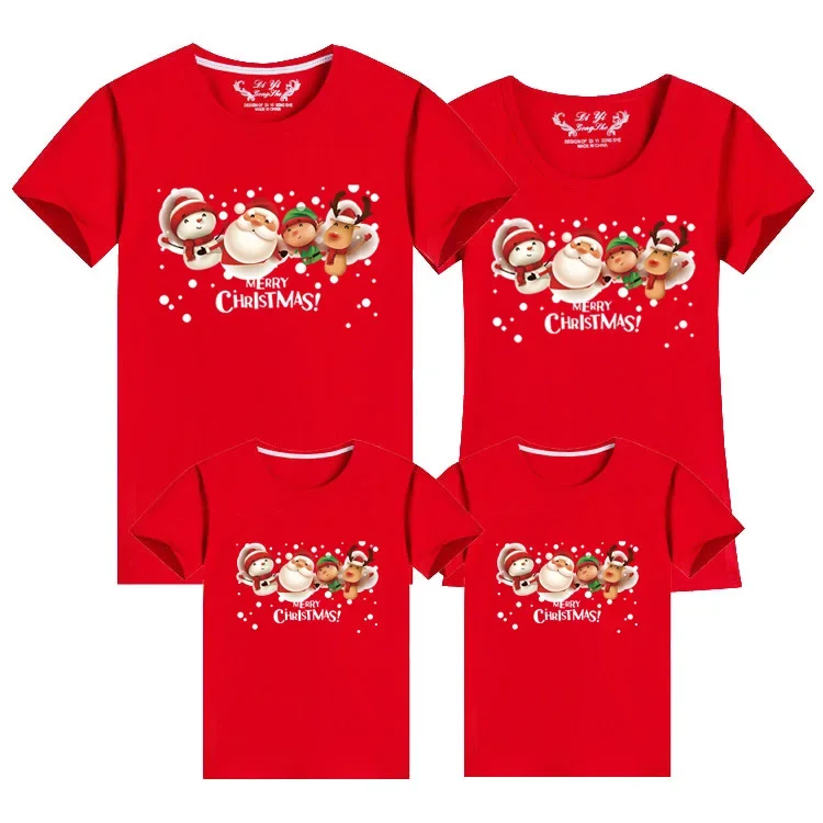 thumbnail image 1 of Nuevos conjuntos familiares a juego de Feliz Navidad, camisetas para madre, padre, niño y bebé, camisetas de algodón rojas, ropa de aspecto familiar para Navidad, 1 of 5