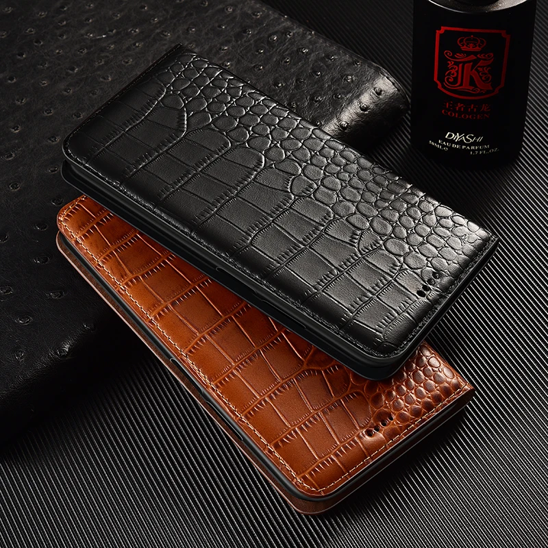 

Crocodile Genuine Leather Case For Samsung Galaxy S20 S21 FE S22 S8 S9 S10 S10E S6 S7 Edge Plus Ultra Magnetic Flip Wallet Cover