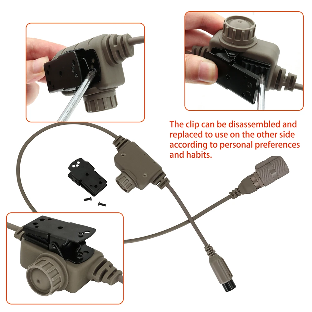 Tactical Ptt RAC 6 Pin PTT for PRC-163/148/152 Harris Military Radio Non-Functional Walkie Model for ShootingTactical Headset