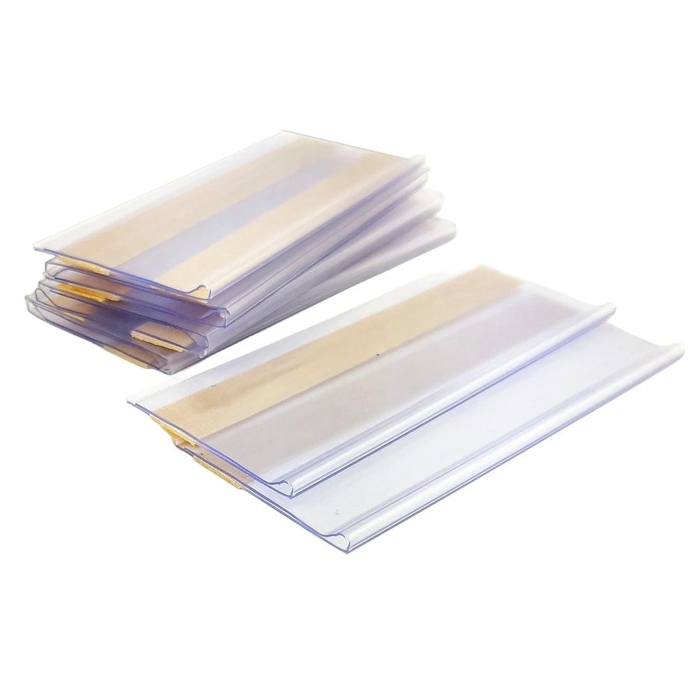 Short H4cm Plastic PVC Shelf Data Strips Clip Holder Merchandise Price Talker Sign Label Display Adhesive Tape Back