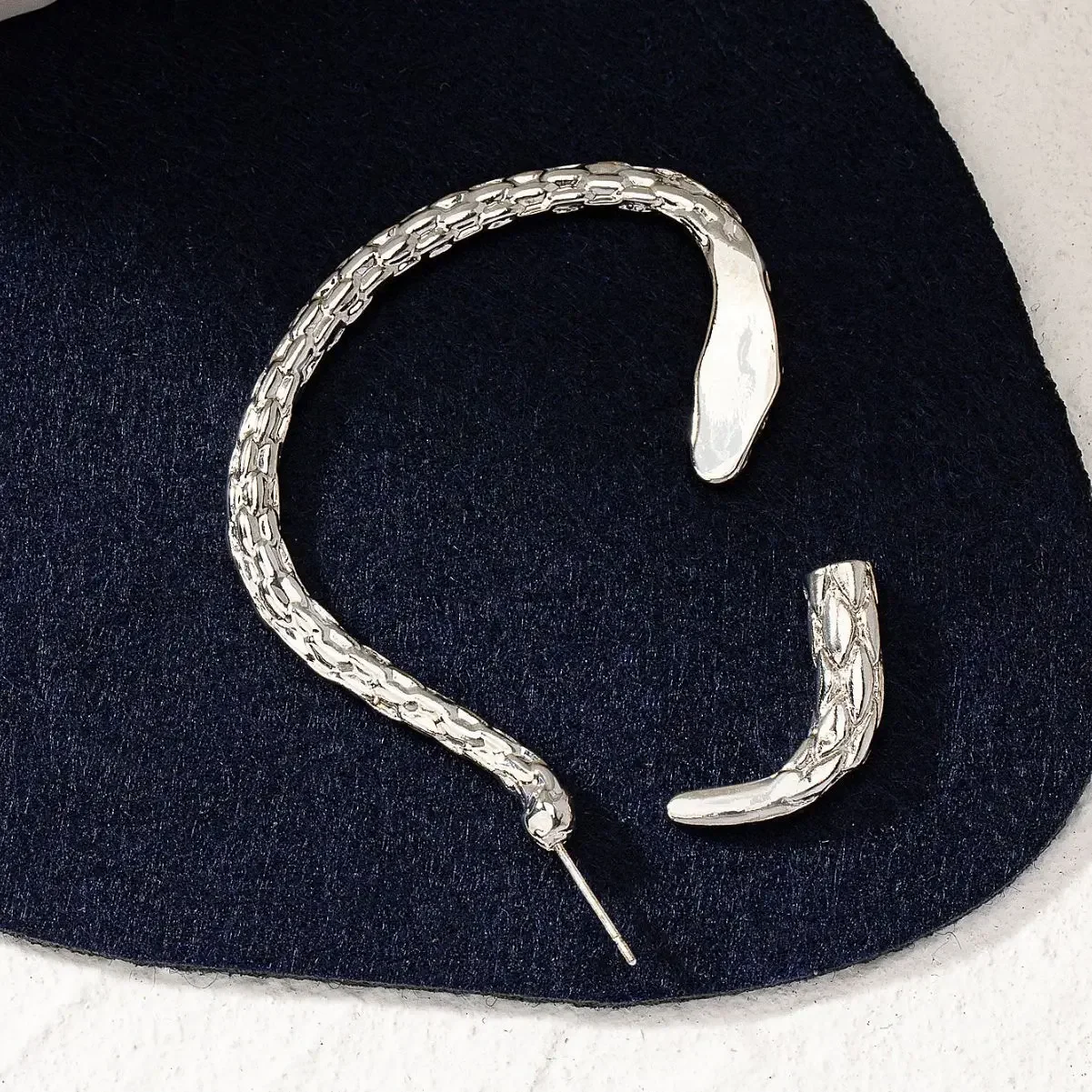 

Punk Snake Shaped Earrings Metal Silver, Fashionable and Personalized Couple Earrings, Jewelry Accessories Gifts