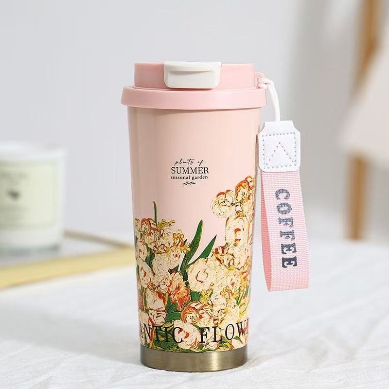Coffee cup, 316 stainless steel vacuum bottle, direct drinking, thermos cup, 500ml light to carry, office outdoor business trip