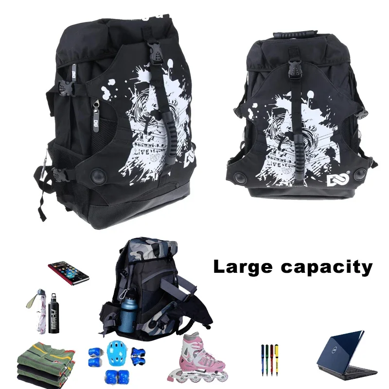 Roller Skates Backpack Fashion Casual Unisex Skates Roller Skates Storage Bag Multipurpose Outdoor Sports Double Shoulder Bag 4