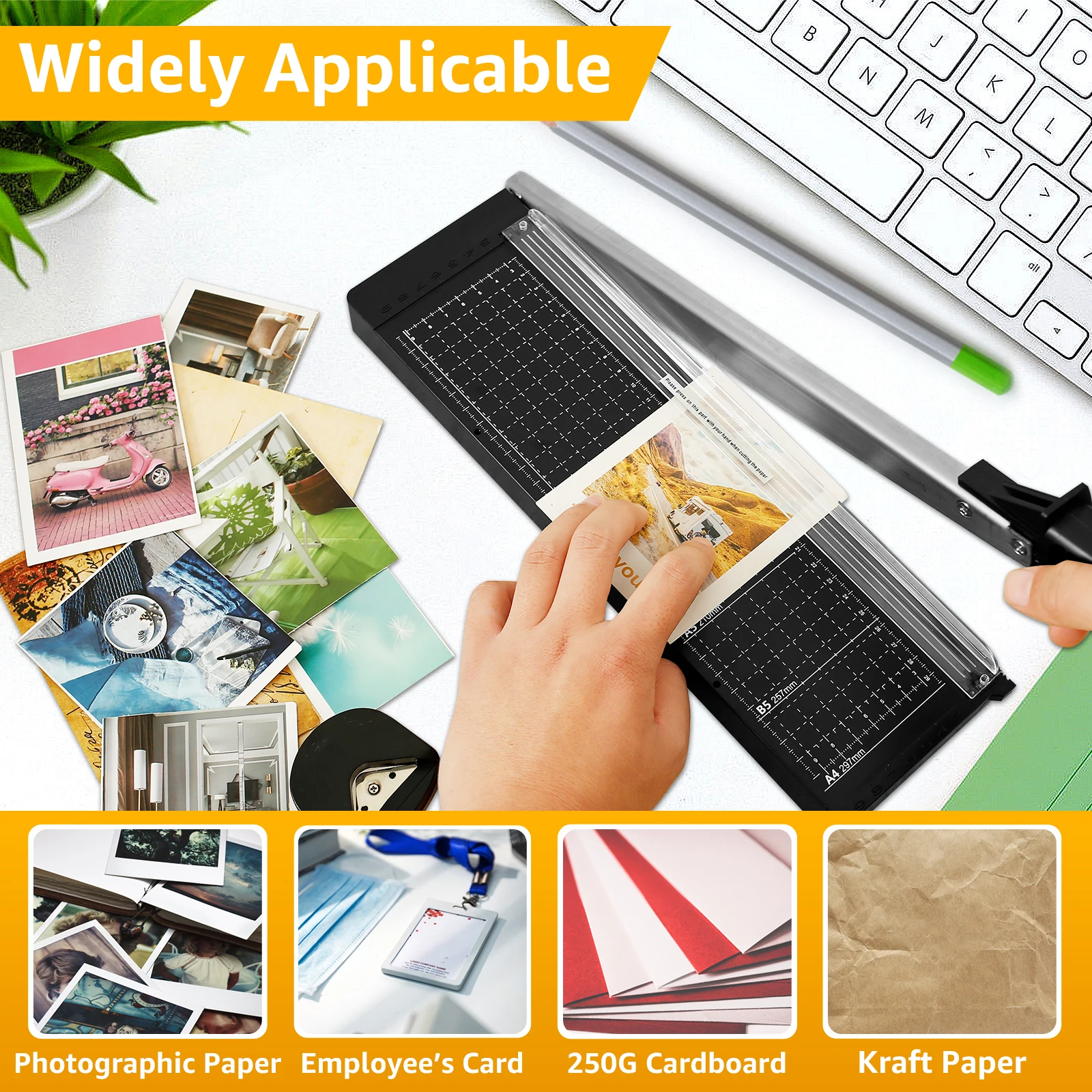 Paper Cutter Craft Cutting Tools Mini Paper Trimmer Guillotine Cutter 8 Sheets Capacity Accurate A4 Cut Length Desktop Paper Cutting Machine Kraft Cutting