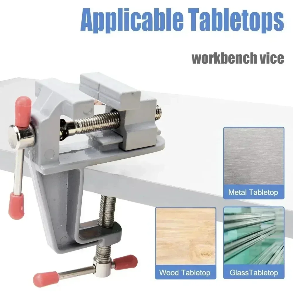 Mini Bench Vise Tools 3.5" Aluminum Miniature Small Jewelers Hobby Clamp On Table Tool Vice Muliti-Funcational Accessories 6