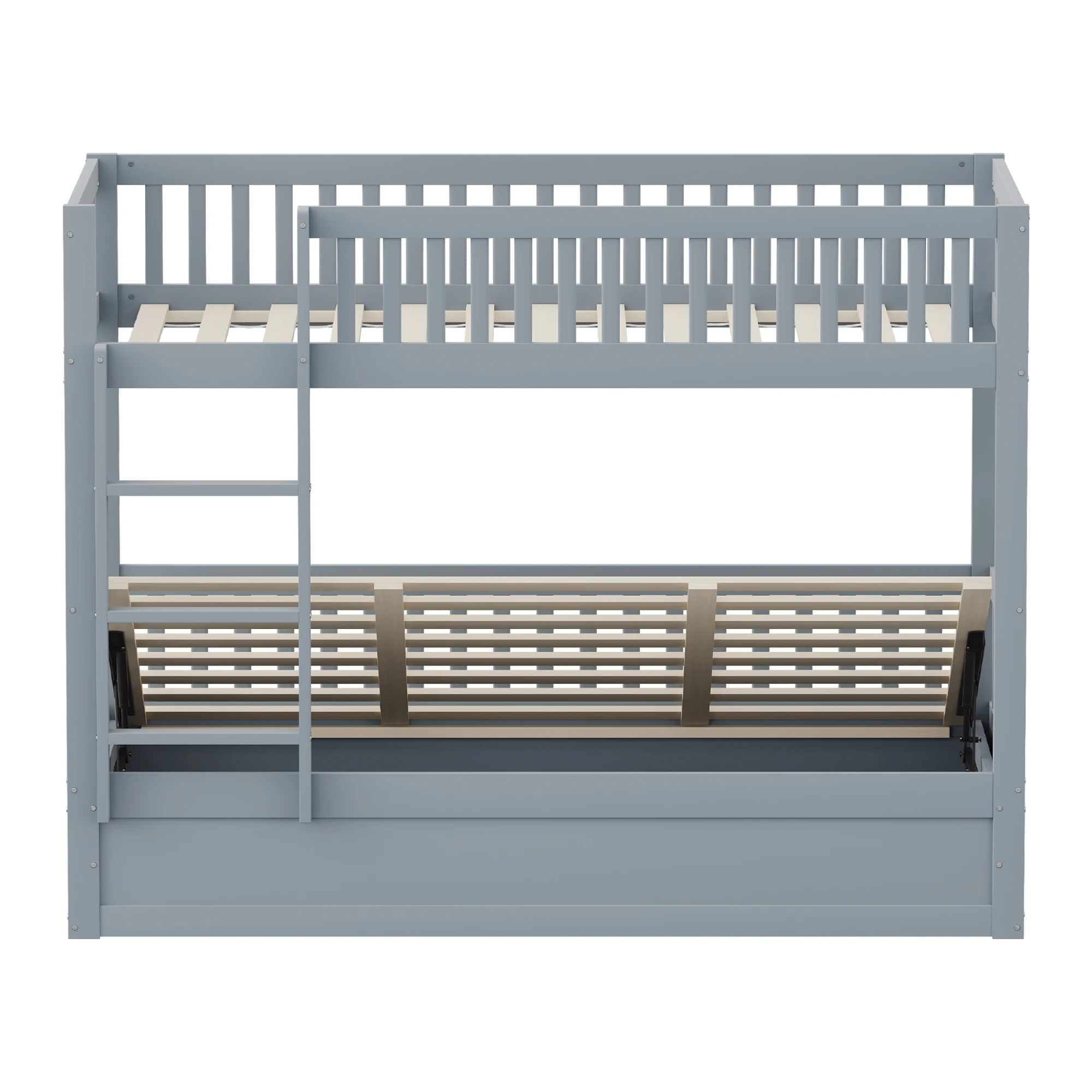KOMHTOM Massivholz Kinder Etagenbett 90x200 cm mit hydraulischem Lagersystem robustes und langlebiges Bett für Kinder – Detail 7