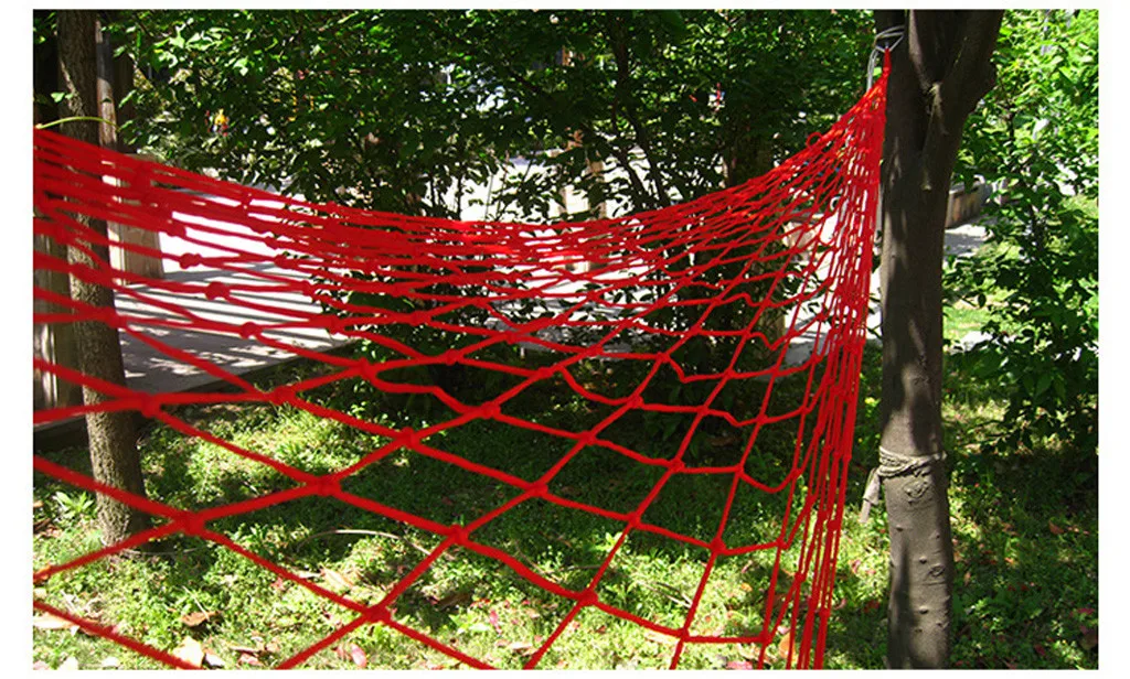 Outdoor Camping Portable Hammocks Comfortable Hanging Nylon Mesh Rope Hammocks