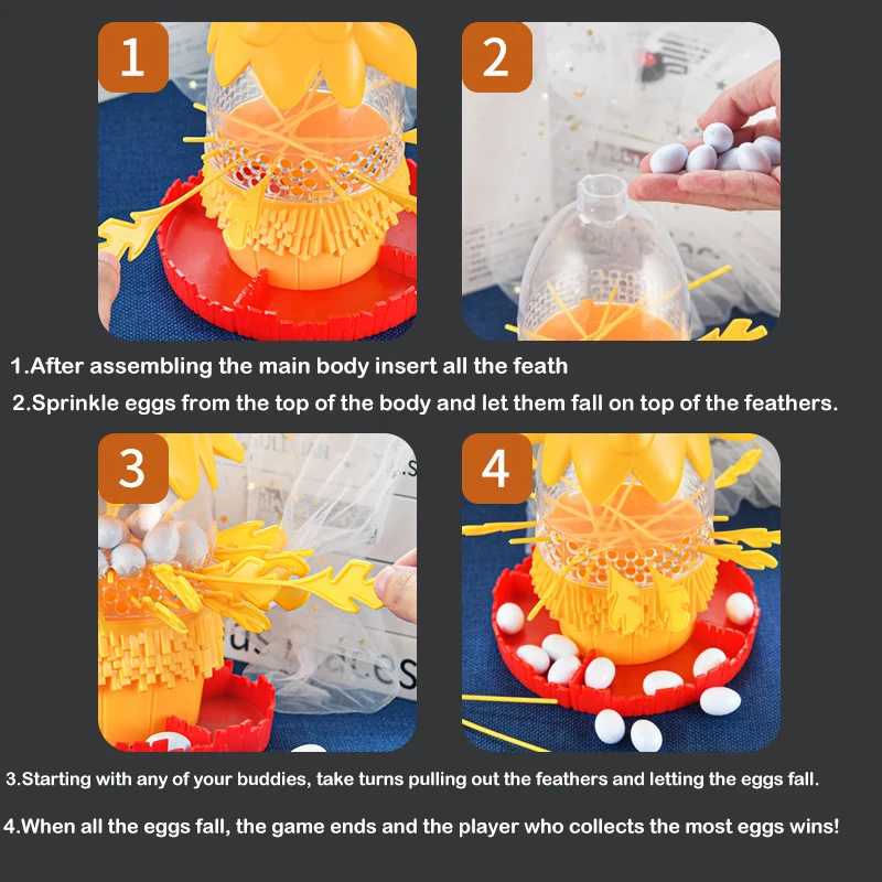 Funny Hen Laying Eggs Hair Pulling board Game Stick Family Gathering Interactive Tabletop Game Egg Drop Toys for party gift kids 5