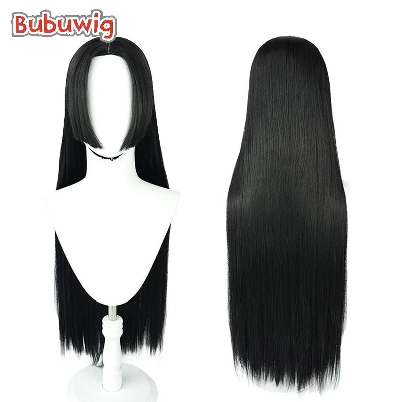 Bubuwig Synthetic Hair Boa Hancock Cosplay Wigs 90cm Women Party Long Straight Black Boa Hancock Wigs Heat Resistant