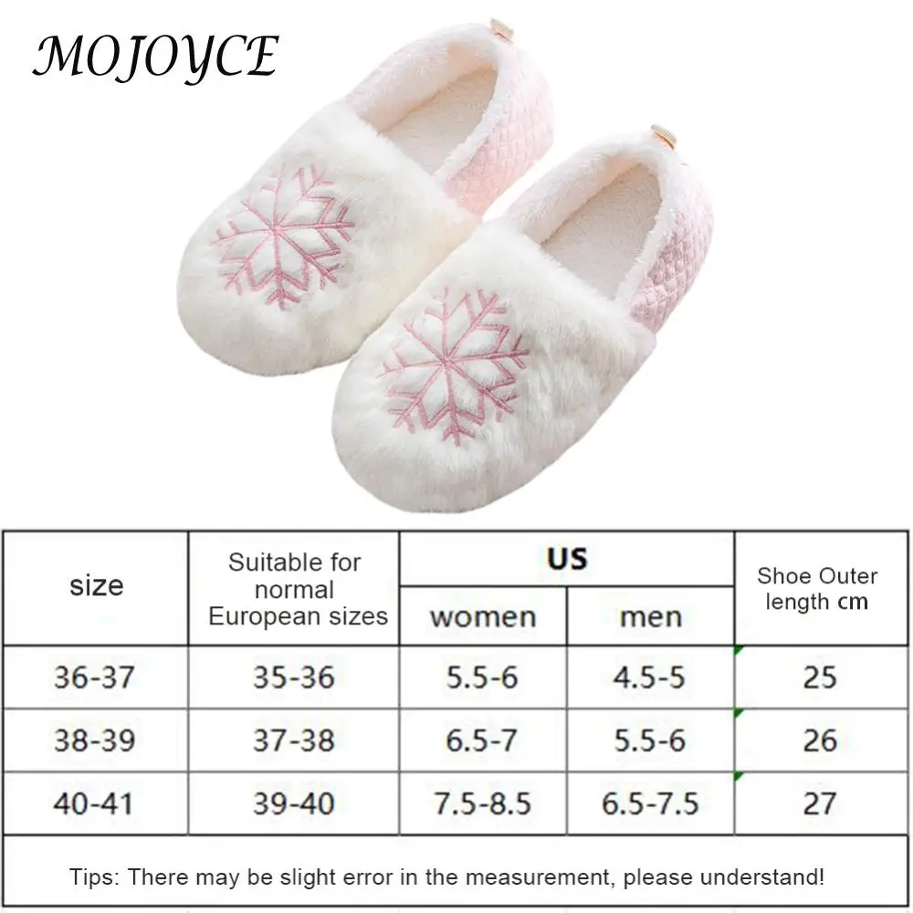 Women Snowflake Plush Slippers Closed Back Slippers Comfortable Slip On Loafer Slippers Fuzzy Home Slippers for Autumn Winter 6