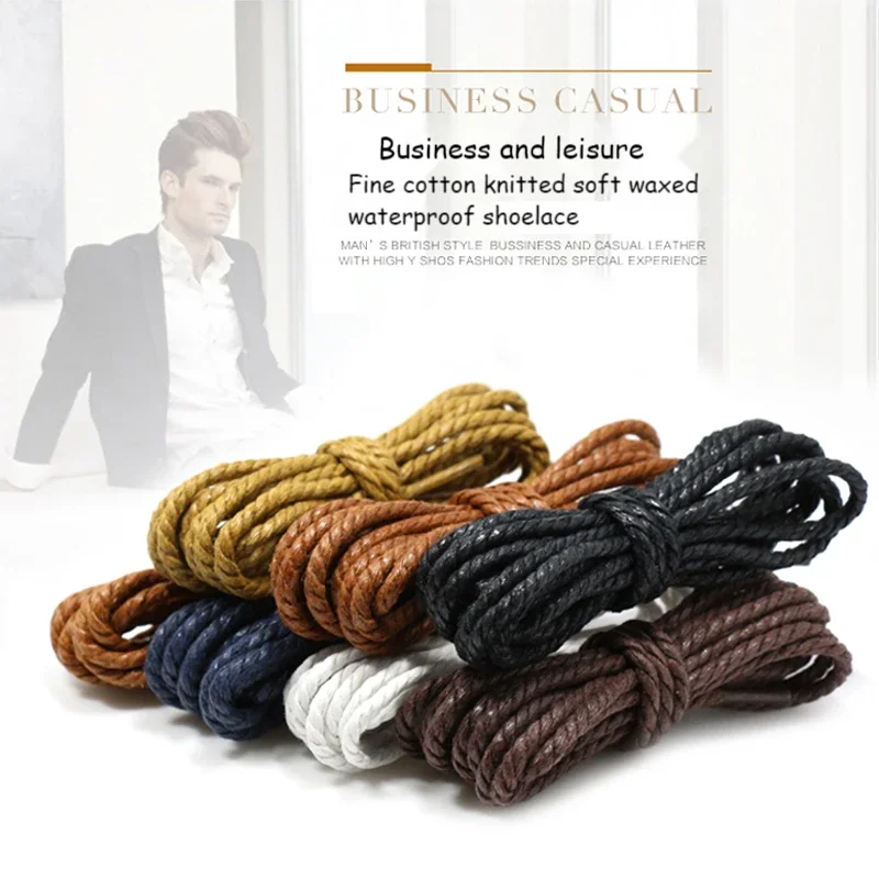 Elegant Round Waxed Shoelaces for Leather Boots and Shoes