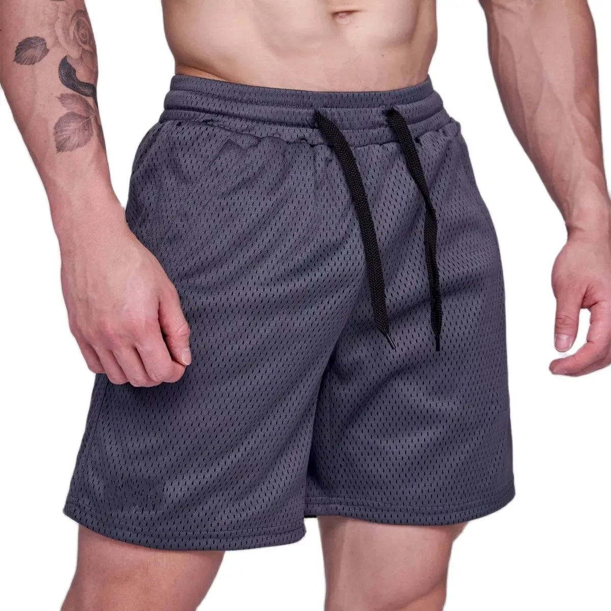 

Men Running Sport Shorts Summer Gym Fitness Bodybuilding Breathable Mesh Bermuda Male Beach Pant Training Clothing Athletic Wear