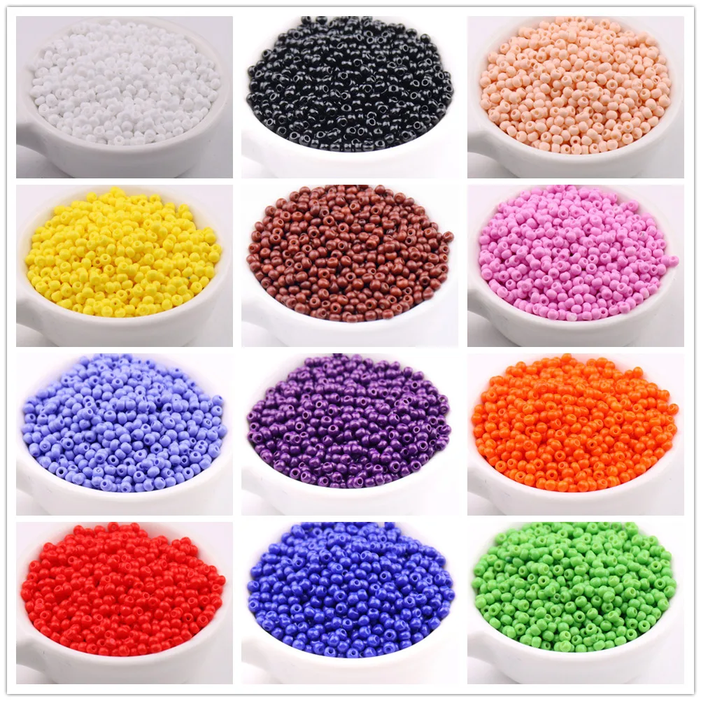 High-Quality Wear-Resistant Solid Color Glass Rice Beads