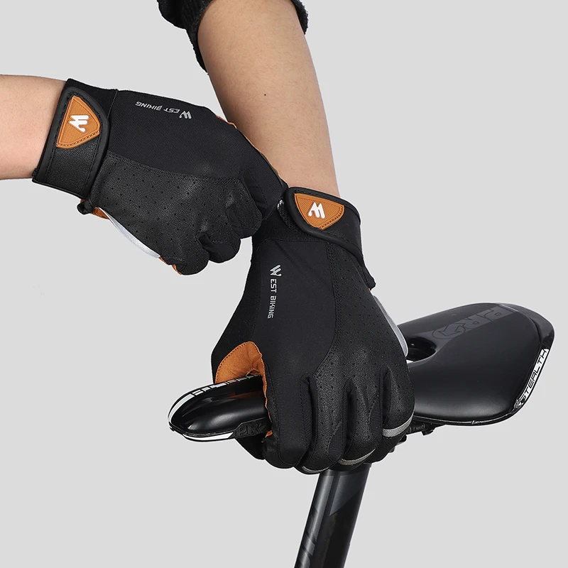 WEST BIKING Cycling Gloves Breathable Full Finger Mitts MTB Bicycle Sports Gloves Men Women Spring Autumn Gym Protective Gloves