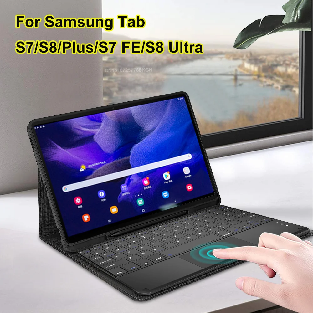 

For Samsung Galaxy Tab S7 FE S8 Plus Ultra Keyboard Case Tablet Cover With Bluetooth Keyboard for Galaxy Tab S8 S7 S6 Lite Case