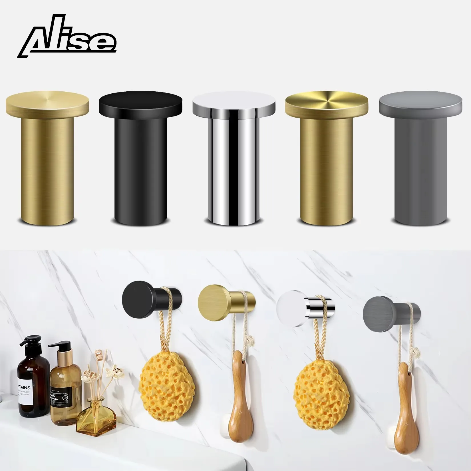 4pcs Robe Hook Bathroom Towel/Coat Hook Wall Mounted Door Hooks Heavy Duty 304 Stainless Steel Matte Black Bathroom Accessories clothes hook