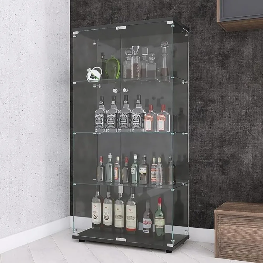 

Glass Display Cabinet 4-Shelf with Double Door, Curio Display Cabinet with 5mm Tempered Glass,for Bedroom, Living Room