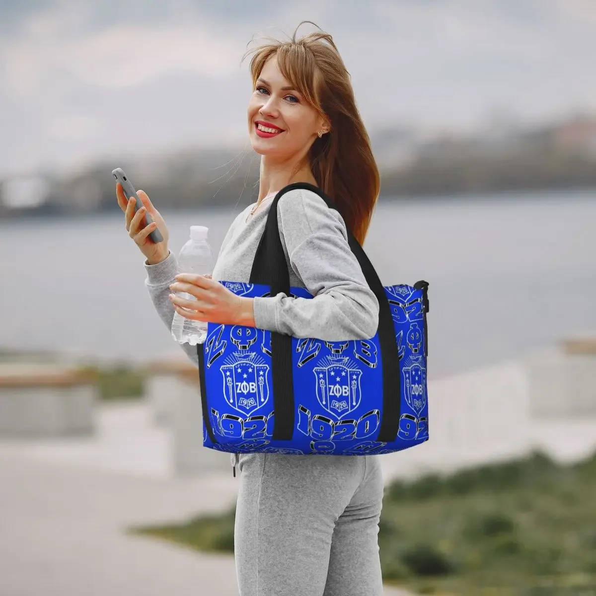 Large Zeta Phi Beta Sorority Tote Bag Women Letter 1920 Shoulder Shopper Beach Gym Travel Bag