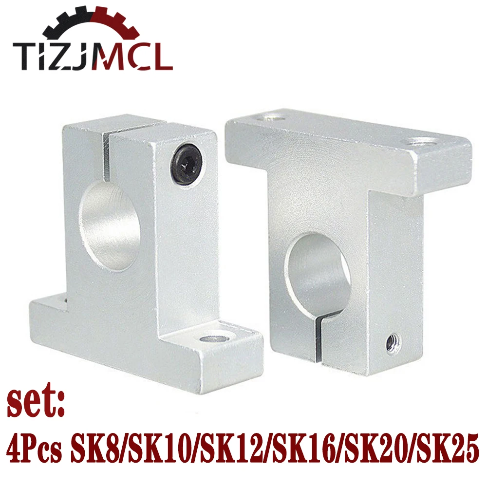 

4PCS SK8 SK10 SK12 SK16 SK20 SK25 Linear Ball Bearing Rail Shaft Support Block XYZ Table CNC Router SH8A 3D Printer Part
