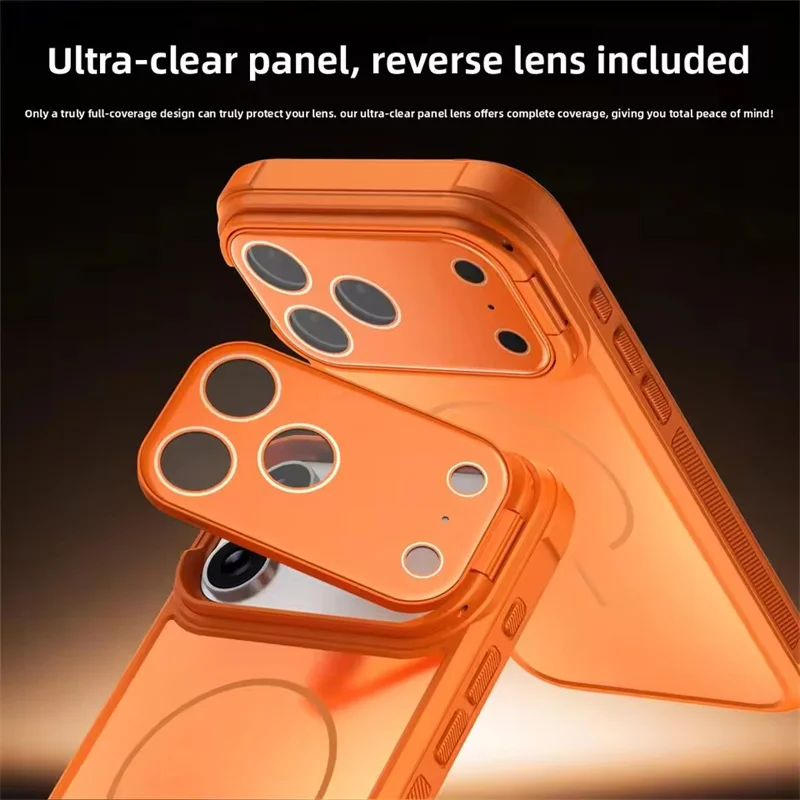 Magsafe Magnetic Shockproof Phone Case with Lens Bracket and Matte Acrylic Back Cover