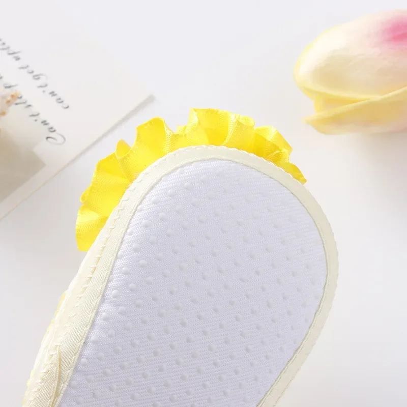 Spring Infant Baby Girl Shoes Newborn Lace Flowers Headband Anti-Slip Soft Sole First Walkers Toddler Kids Cotton Baptism Shoes baby shoes soft sole shoes
