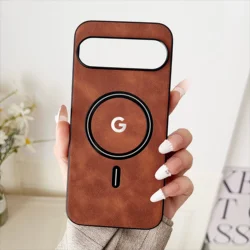 Luxury Smooth - Touch PU Leather Magnetic Case - Anti - Drop Slim Cover and Bumper Protector - Google Pixel 8 Pro (Brown)