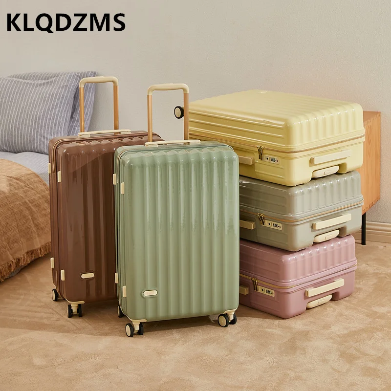 KLQDZMS Macaron Color Mute Universal Wheel Luggage PC High-Quality Suitcase Female Student Trolley Case 20