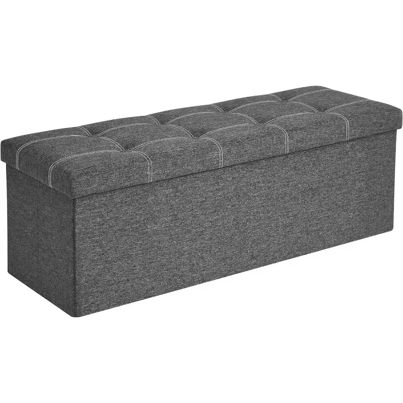 

SONGMICS Ottoman Storage Bench 35 Gal. Folding Chest with Breathable Linen-Look Fabric Holds 660 lb for Entryway Living Room