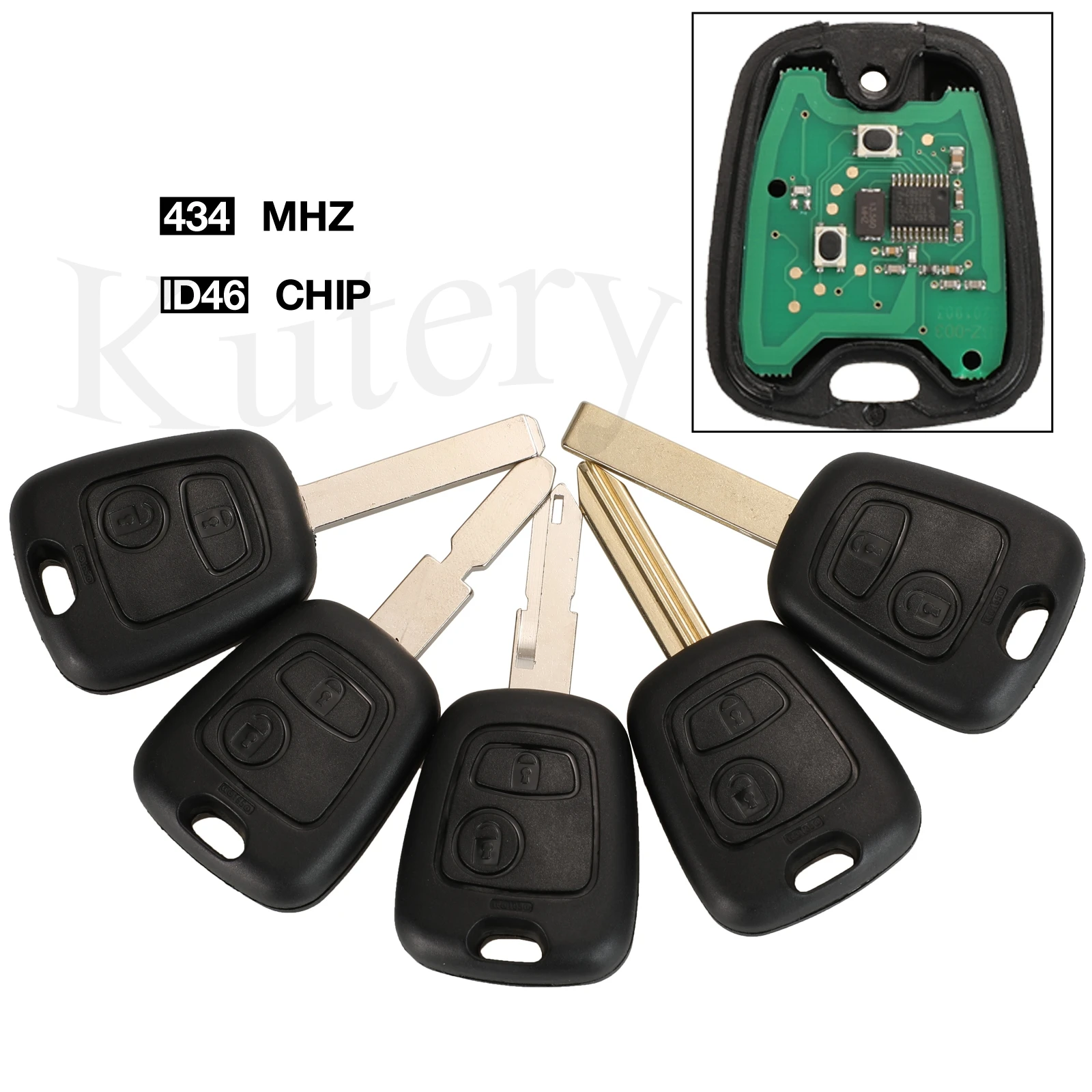 

5pcs 434Mhz ID46 2 Button Remote Car Key For Peugeot 207 307 407 206 306 406 For Citroen Saxo Picasso Xsara Berlingo C1 C3