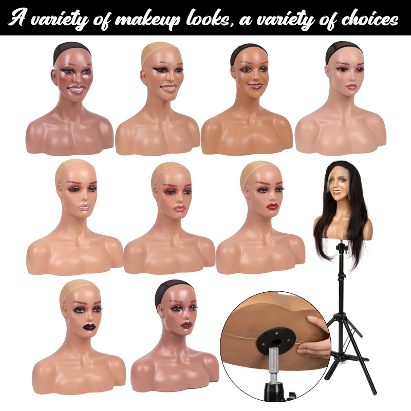 Nunify Black Lipstick Mannequin Head With Shoulders Body Double