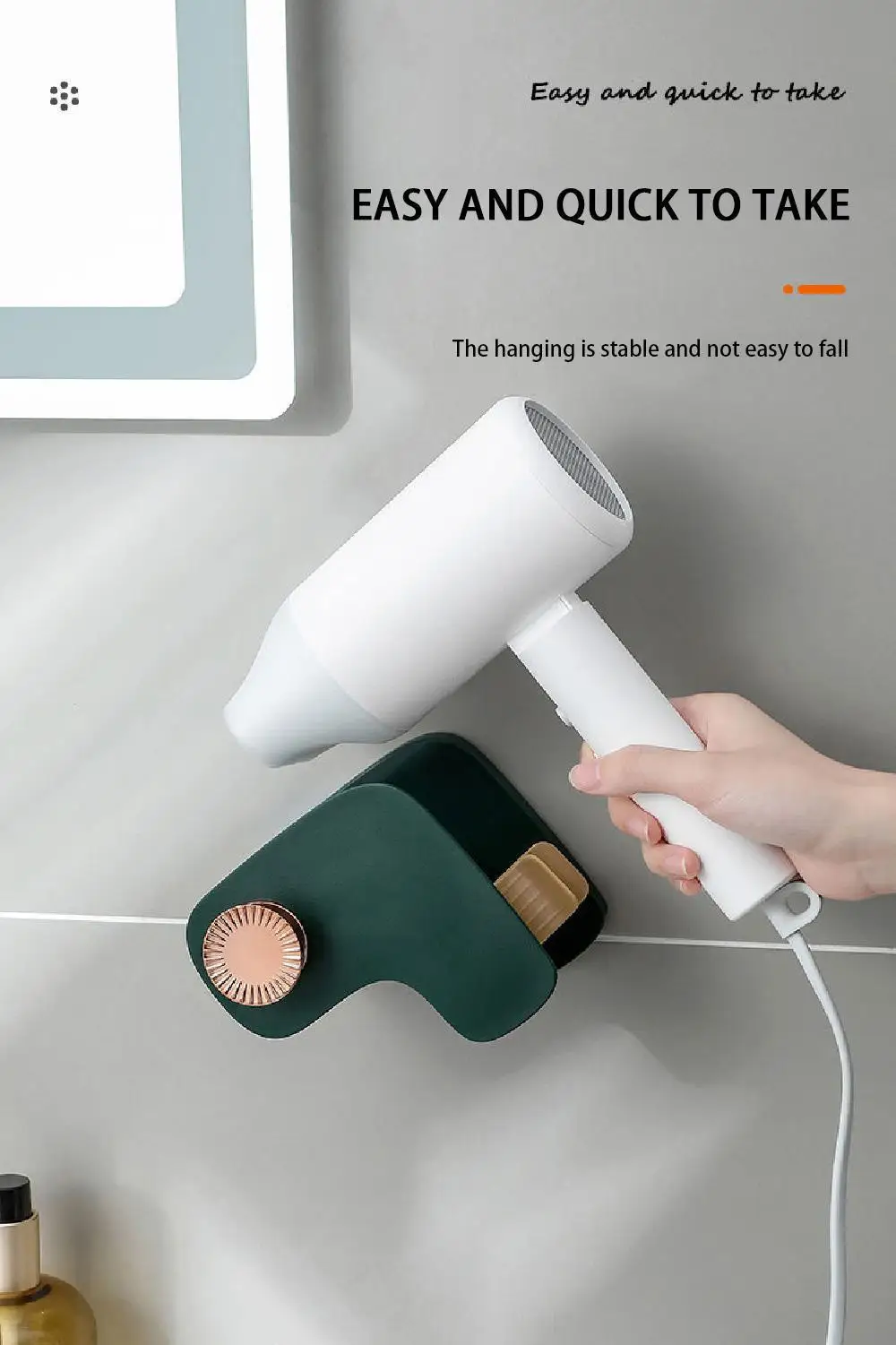 Description Picture 2 of itemHair Dryer Holder Bathroom Organizer Rack Wall Mounted Hair Straightener Stand Shelf Hairdryer Storage Shelves Blower Shelves