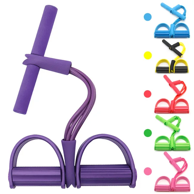 4 Tube Pedal Exerciser Pull Ropes Exerciser Rower Belly Resistance Band Home Gym Sport Training Pedal Elastic Bands Fitness
