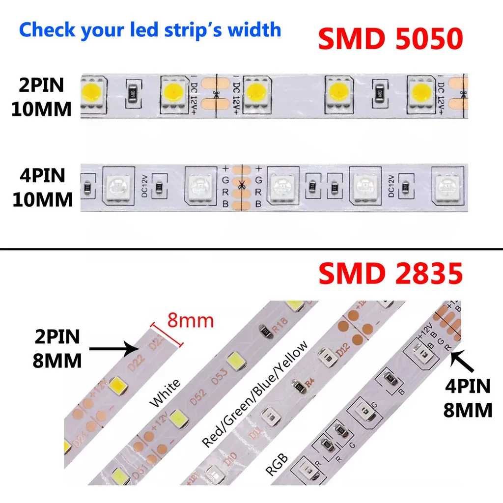 Led Strip Connectors 2pin 8mm 10mm 4pin - 5/10pcs 2 4 Pin 8/10mm L Led  Strip - Aliexpress