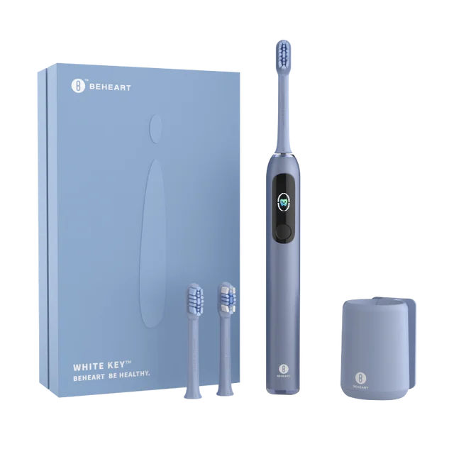 BEHEART W1 Sonic Electric Toothbrushes Touchscreen Whiten Intelligent Toothbrush for Adult Original Brush Tips Replacement Heads Blue with 2 heads