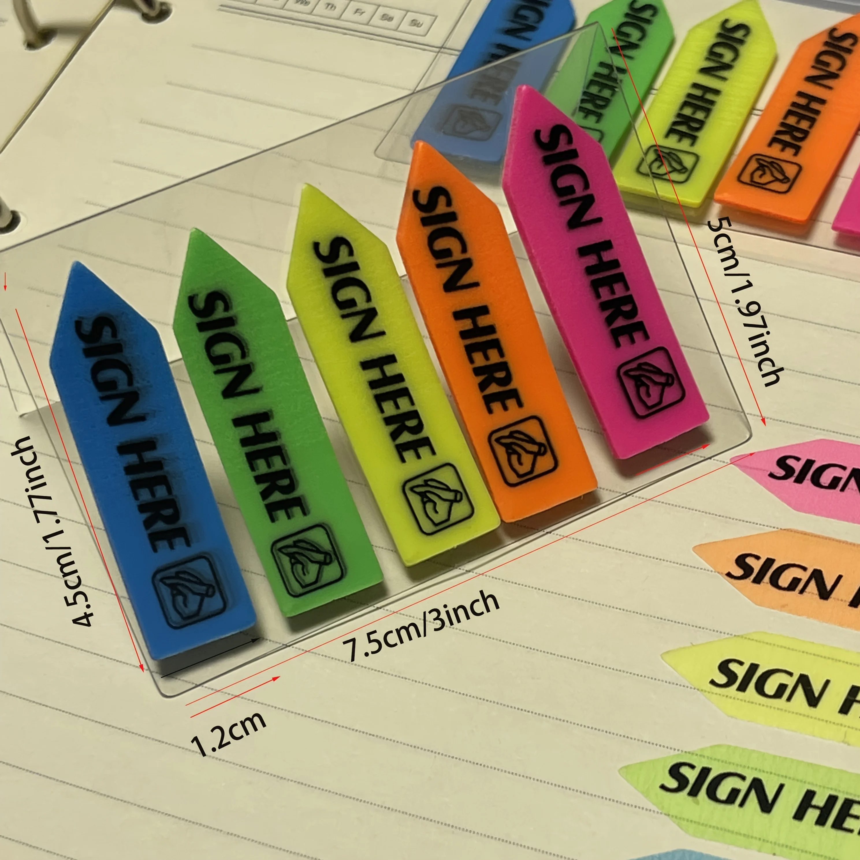 100/500 sheets 'Please Sign Here' Sticky Notes - Transparent, Colorful Index Tabs for Contracts & Documents, Strong Adhesive, Re - 2