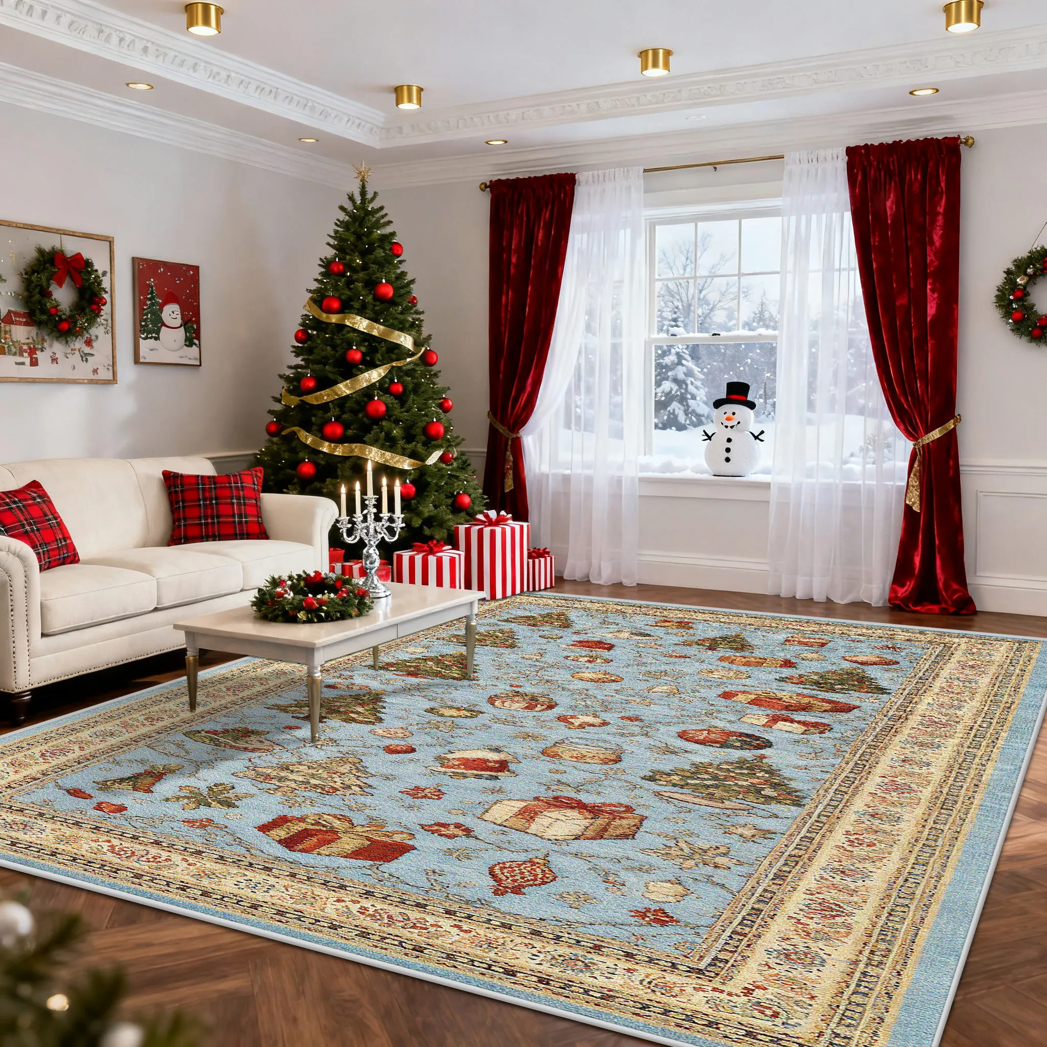 Christmas Rug 2025 New Year Gift Large Carpet Rug for Living Room ...