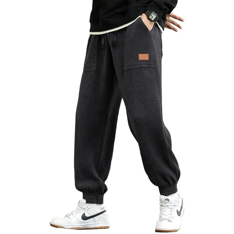 Animal Game Men's Casual Baggy Pants Corduroy Harlen Trousers Work Pants Drawstring Sweatpant Cargo Tactical Workwear Streetwear