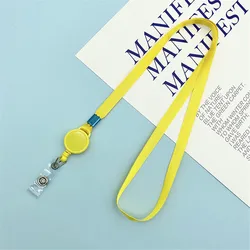 Retractable Badge Reel Lanyard with Anti - Loss Neck Strap for Name Identification Cards (Yellow)