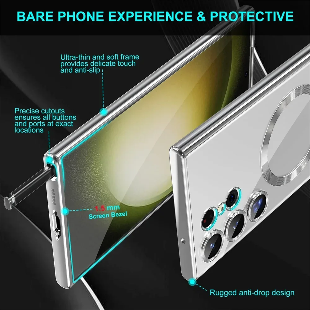 Luxury Transparent Plating Phone Case with MagSafe Magnetic Protection