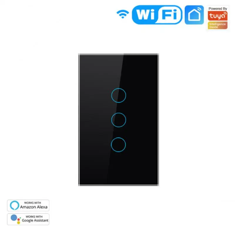 Tuya WiFi Touch Switch Wall Panel Smart Light Switch 100-250V US Automation Home Smart Life Control For Alexa Google 1/2/3/4Gang 