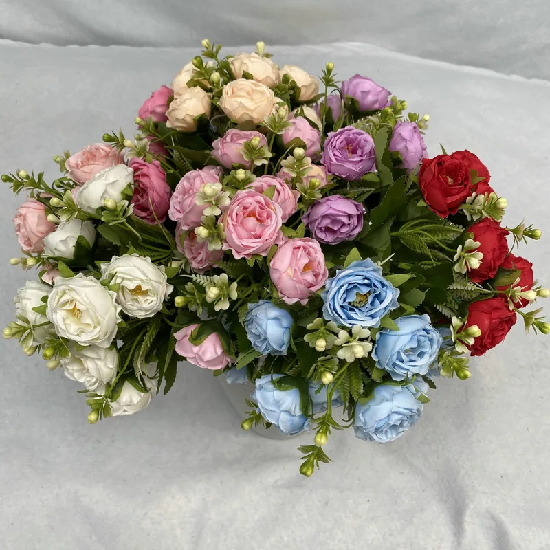 Elegant White Peony and Gypsophila Faux Flower Bouquet