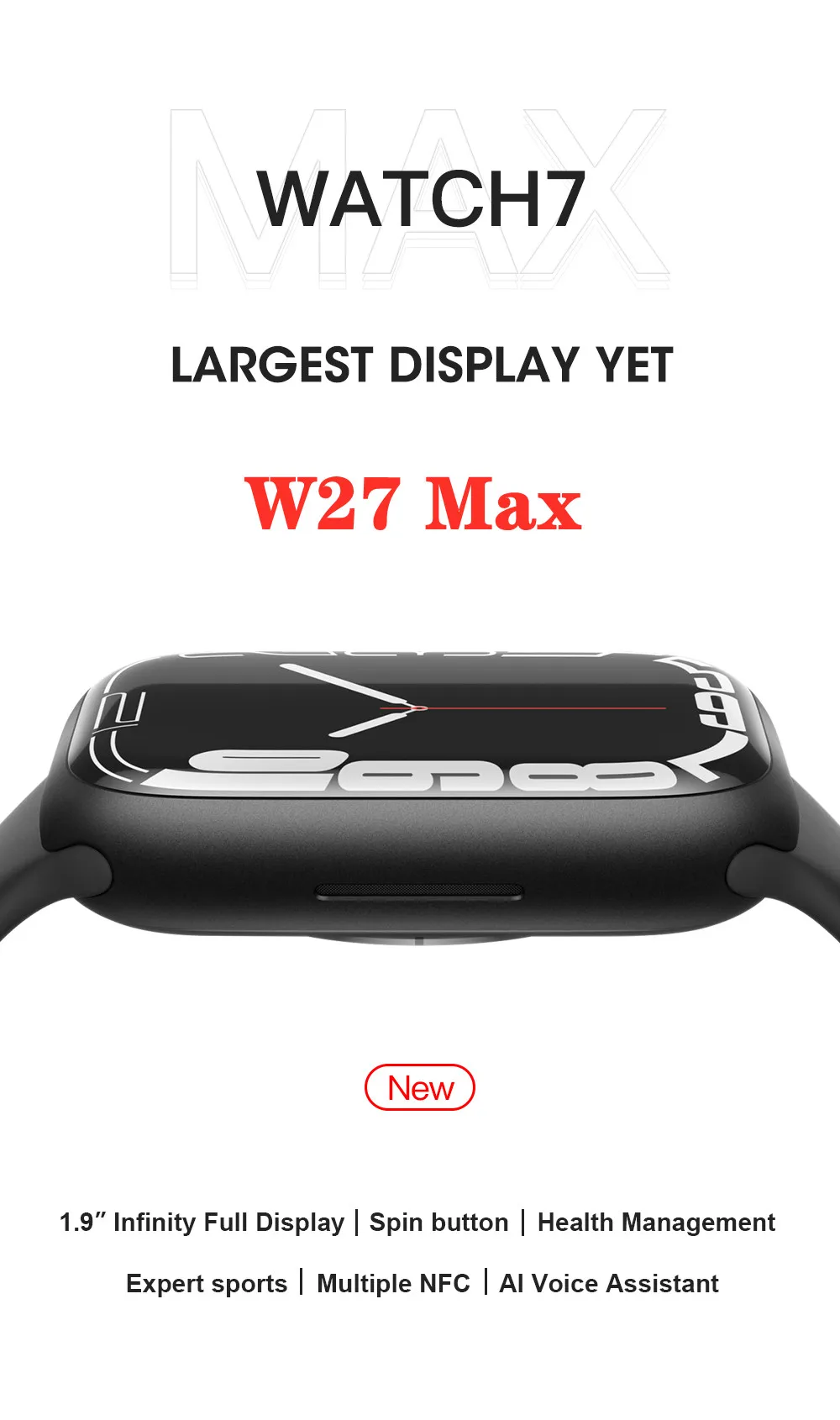 Original iwo W27 Max Smart Watch Two Button 45mm Series 7 Wireless Charger Bluetooth Call IP68 Waterproof Password Smartwatch