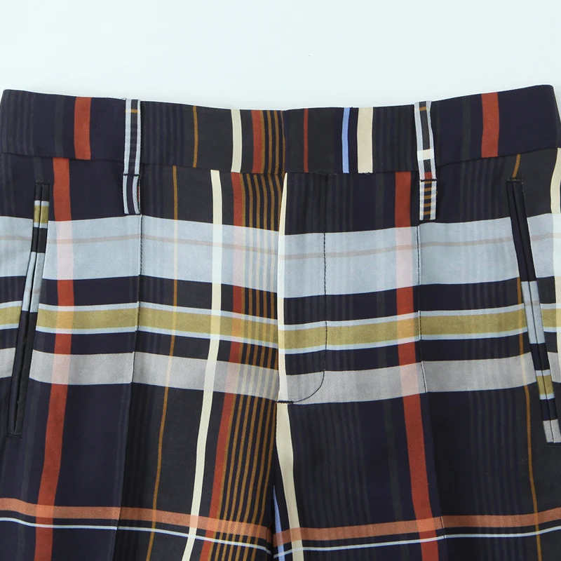 Damenhosen Karierte Weite Hosen für Frauen Hochgeschnittene Lockere Freizeithosen 2026 Frühling Streetwear Kariertes Muster Gerade Hosen – Detail 5