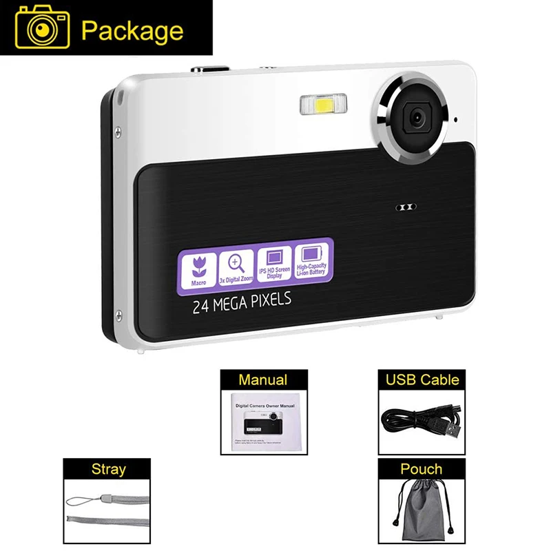 

24 Million Digital Camera 2.4inch Lcd Rechargeable Hd Digital Camera Compact Pocket Cameras With 3X Zoom For Students/Adults